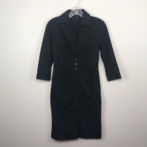 Express Black Button Down V-neck Shirt Dress 2